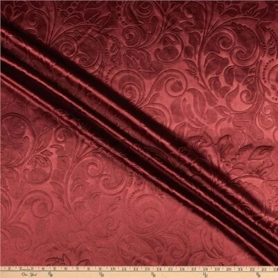 Brocade Scroll Velvet Fabric, Ideal Embossed Material for Upholstery Tablecloths - Image 1 of 4