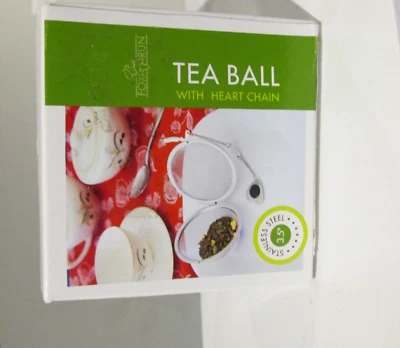 NIB Fox Run Tea Ball w Heart Chain "Stainless Steel 3" Infuser strainer Foto 1 de 4