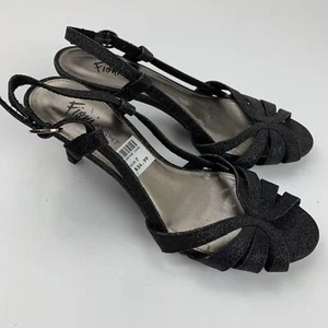Fioni Night Glitter Heel Black Sandal Womens Size 7 - Picture 1 of 8