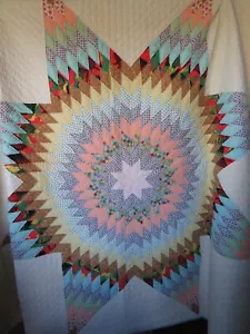 Edredón De Colección Hecho a Mano Cosido a Mano Patrón de Estrella Colorido Granja 71"x79" Casa de Campo - Imagen 1 de 13