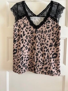 Women's Top Leopard Print with Lovely Lace Trim size S SEXY and GREAT CONDITION - Picture 1 of 2
