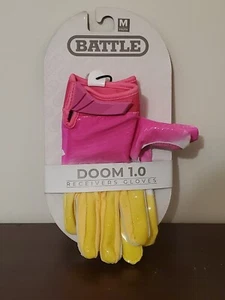 Battle Doom 1.0 Receivers Gloves - Youth Medium - Gradient Lemonade Pink Yellow - Picture 1 of 2