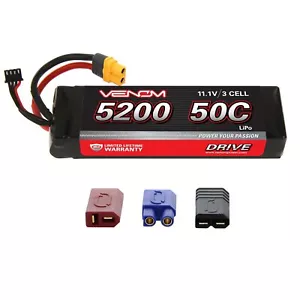 Traxxas E-Revo 50C 3S 5200mAh 11.1V LiPo Battery with UNI Plug by Venom x2 Pack - Picture 1 of 3