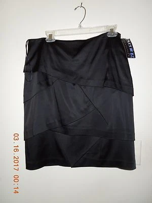 NUEVO CON ETIQUETAS Calvin Klein Colección Noche Negro Capas "Falda Vendaje" Forrada Grande Foto 1 de 2