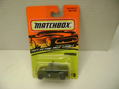1996 MATCHBOX SUPERFAST #3 OLIVE GREEN MILITARY HUMMER NEW ON CARD - Image 1 of 3