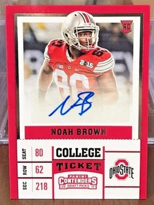 Noah Brown 2017 Panini Contenders Draft Picks College Ticket RC Autograph Auto - Picture 1 of 2
