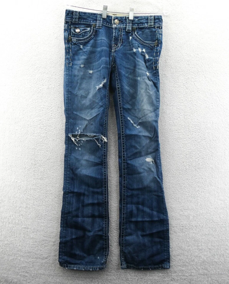 Pantalones de mezclilla MEK DNM para mujer talla 30 x 34 Bootcut azul 30x34 algodón vintage desgastado Foto 1 de 4