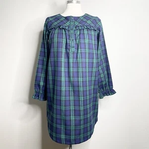 CREWCUTS SLEEP WEAR Tartan Plaid Long Sleeve Ruffle Nightgown House Dress - Picture 1 of 7