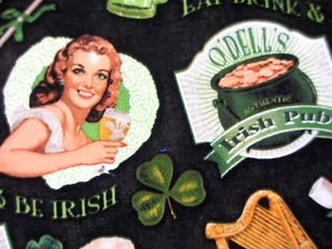 St Patrick's Day Be Irish Drink Eat Pot of Gold Cotton Fabric  BTHY - Picture 1 of 3