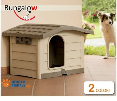 BAMA Cuccia per Cani di Taglia MEDIA in Resina Bungalow BEIGE / VERDE - cm 89x75x62