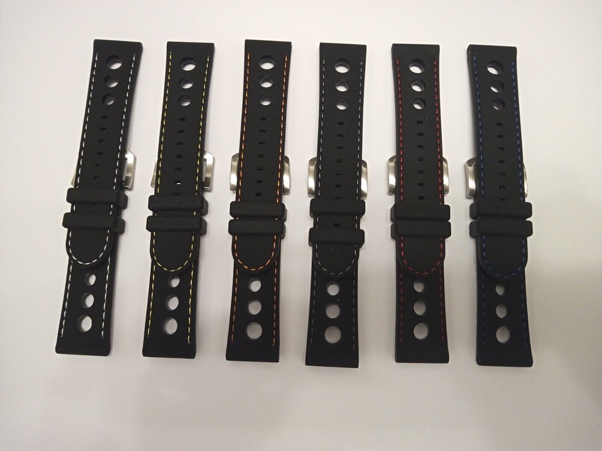 Cinturino Orologio In Silicone - Morbido E Impermeabile - Larghezza 20mm - Con Fibbia In Acciaio - Nero/Turchese - Foto 7