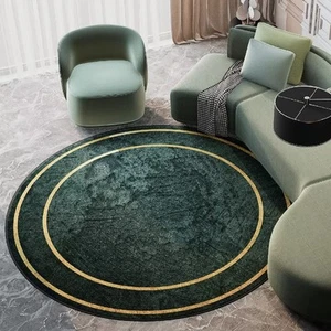4 Feet Emerald Green Area Rug Modern Roun Rug for Living Room Bedroom Sofa So... - Picture 1 of 7