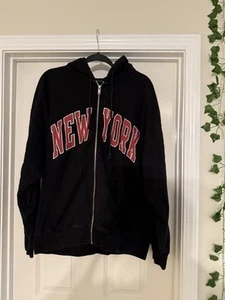 Brandy Melville Full Zip Hoodie Oversized Sweatshirt Schwarz One Size New York - Bild 1 von 5