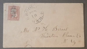 Brooklyn Michigan 1860s #65 Cover to KIANTONE NEW YORK Chautaugua Co DPO RF6 - Bild 1 von 2