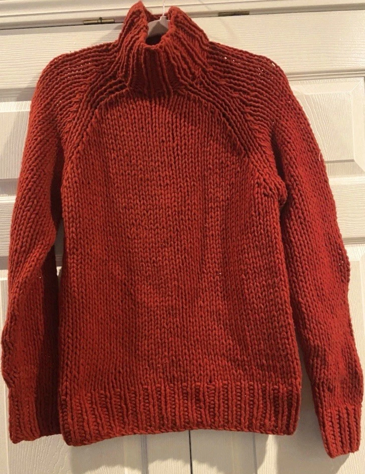 Suéter DKNY Para Mujer Vintage Años 90 Rojo Acanalado Lana Cuello Alto Talla S Foto 1 de 3