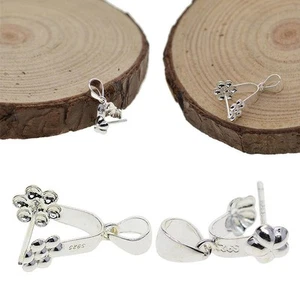 Silver Pinch Style Bails, Filigrana flower connector, jewelry - Picture 1 of 13