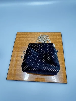 Bandolera Old Navy Mini Terciopelo Negro con Lunares Dorados y Cadena Foto 1 de 4