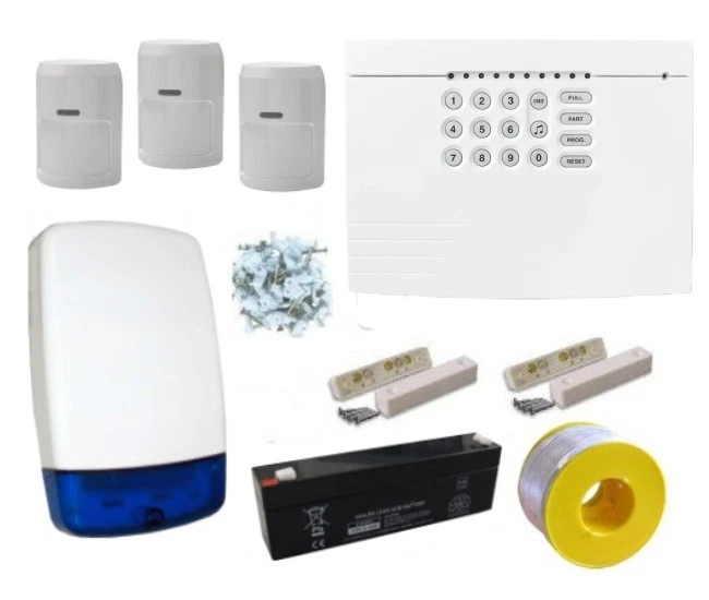 Kit LED alarma antirrobo con cable Scantronic 9448 PIR con mirada hacia abajo utilizado por los profesionales