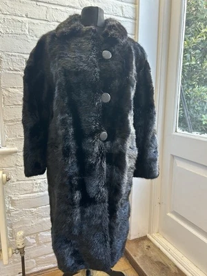 vintage 1950s Black fox fur coat, vintage (fox?)  coat, size medium - Image 1 of 4