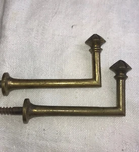 Vintage PAIR French Antique Brass Drapery Curtain Holdback Towel Hook Victorian - Picture 1 of 8