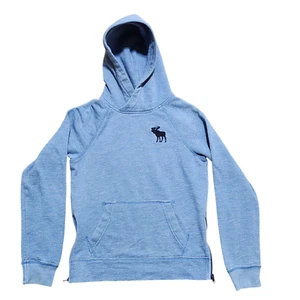 Abercrombie Kids Pullover Hoodie 11/12 Blue Boys Embroidered Moose New York - Picture 1 of 20