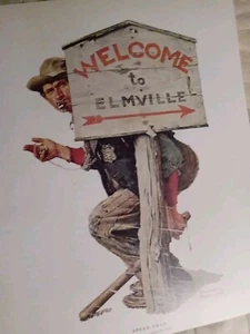 "Elmville Speed Trap" Rockwell 1970s reprint 1929 Saturday Eve Post cover 12x14" - Picture 1 of 7