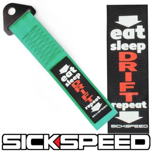 MINT GREEN HIGH STRENGTH RACING TOW STRAP EAT SLEEP DRIFT REPEAT BADGE P11 - Picture 1 of 1