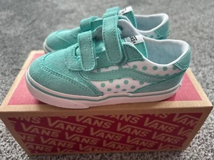 Vans Sneakers Girl's 9 TD Polka Dot Pool Blue Casual Skate Shoes New - Picture 1 of 4