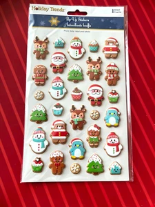 CHRISTMAS COOKIE PUFFY ICON STICKERS SANTA TREE TREATS GINGERBREAD - SHIPS FREE - Imagen 1 de 2