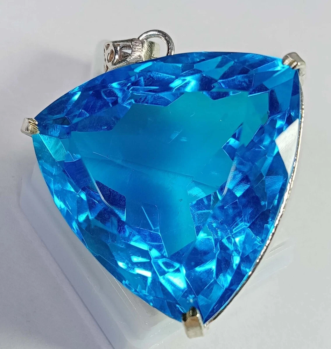 Colgante De Topacio Azul Suizo Y Amatista De Africa Plata 925