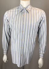 Mens Martin Gordon Medium Pastel Striped Blue Beige & Tan L/S Button Down Shirt