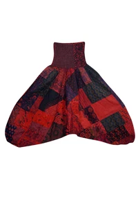 Boho Gypsy Red Aladdin Pant Patchwork Cotton Baggy Pants High Waist Loose Pants 