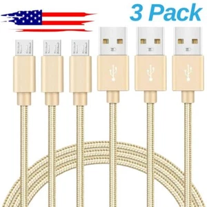3X 10Ft Heavy Duty Charging Cord Micro USB Fast Charger Cable For Android Phone - Picture 1 of 8