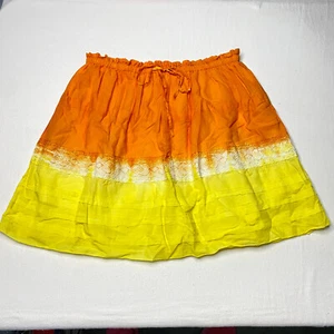 Cute Options Womens Skirt sz L Orange Yellow Tie Dye Elastic Waist Knee Length - Picture 1 of 20