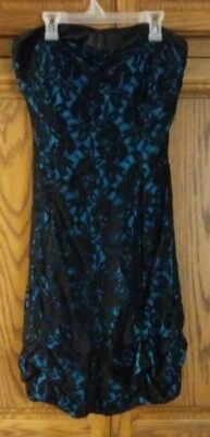 BAILEYBLUE BLACK AND BLUE PROM FORMAL COCKTAIL BRIDE MAIDS DRESS SIZE 11/12  - Image 1 of 4