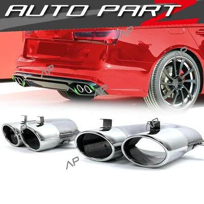 Terminale di Scarico Cromato Duplex per AUDI A6 C7 4G Avant Berlina S Line 15-18 - Immagine 1 di 4