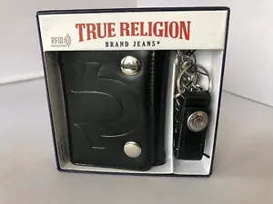 NIB True Religion Mens Leather Black Bifold Wallet Carver TR200717 - RFID $45 - Picture 1 of 12