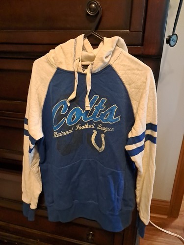 VETEMENTS Felpa con cappuccio NFL Team Abbigliamento donna Indianapolis Colts con stringhe blu e bianco...
