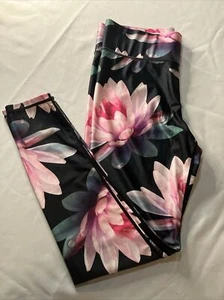 TEREZ New York Women's Fresh Floral DuoKnit YOGA Leggings Water Lilly Size Lg - Picture 1 of 6