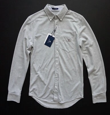 Gant Tech Prep Pique Cotton Fitted Shirt Grey Long Sleeve Shirt 364658 3XL - Image 1 of 4