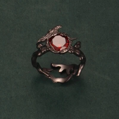 Anillo Juego Amor y Espacio Profundo Sílo Cuervo 925S Plata Joya Regalo Ajustable  Foto 1 de 4