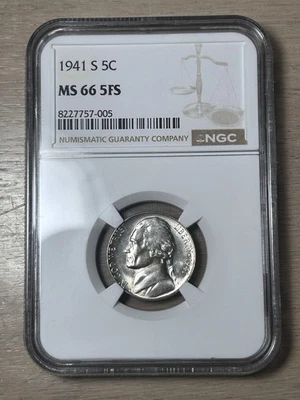 1941-S Jefferson Nickel, 5 Full Steps, NGC MS-66 5FS - Image 1 of 4