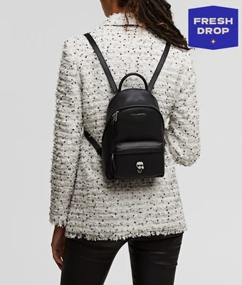 RRP€299 KARL LAGERFELD K/Ikonik Leather Backpack Logo Front Pocket Zip Closure  - Image 1 of 4