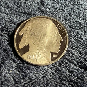 2015 10 1 Oz .999 Fine Silver Buffalo Indian Head Round Bullion   - Picture 1 of 2