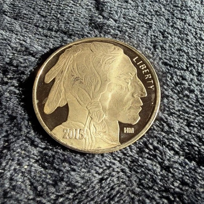 2015 10 1 Oz .999 Fine Silver Buffalo Indian Head Round Bullion   - Image 1 of 2