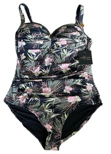 Nip Tuck Swim Floral Einteiler Badeanzug Größe 12 schwarz pink tropisch - Bild 1 von 11