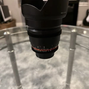 Rokinon 16mm T2.2 ED AS UMC CS Cine Wide Angle Prime Lens Canon EF W/ Hood Cap - Picture 1 of 13