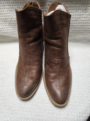 Women's Qupid, Size 10,  Bootie High Top Tobin-13, Cognac Oil Finish Distress PU - Image 1 of 4