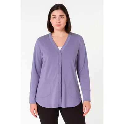 Isaac Mizrahi Live! Cárdigan para mujer talla L lavanda con botones delanteros Foto 1 de 4