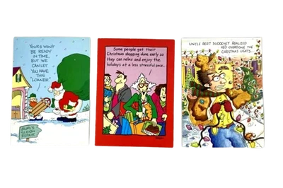 Lot of 3 Vintage Oatmeal Studios Christmas Cards with Fun Designs - Image 1 of 4